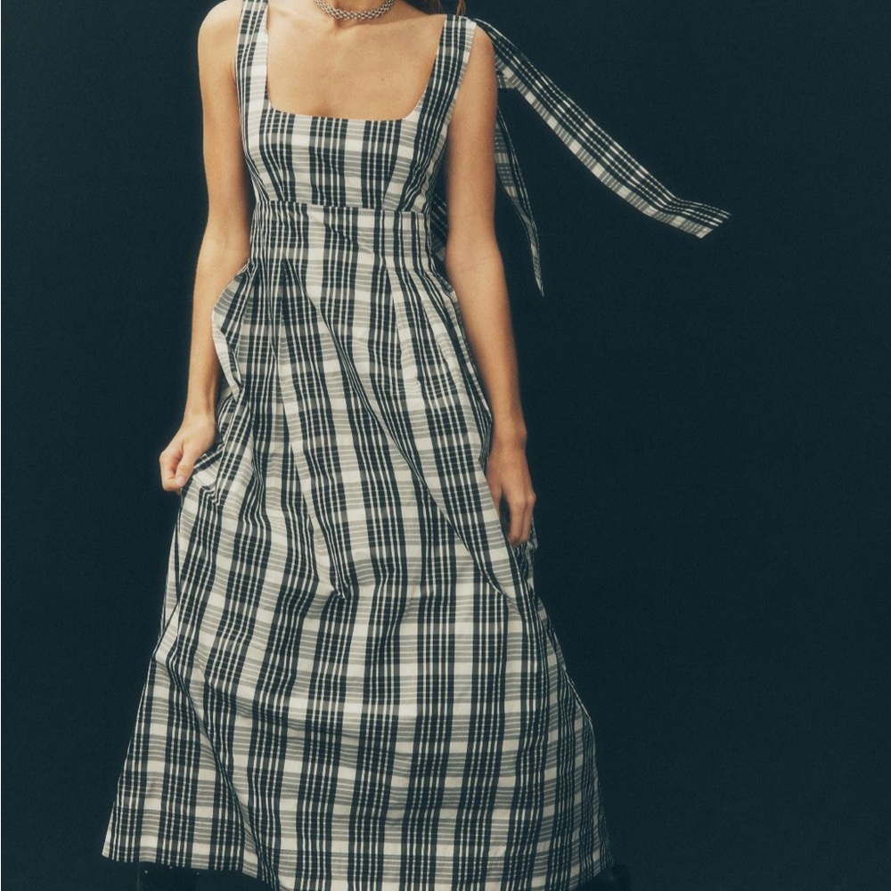 Maeve Square Neck Tie Strap Midi Dress